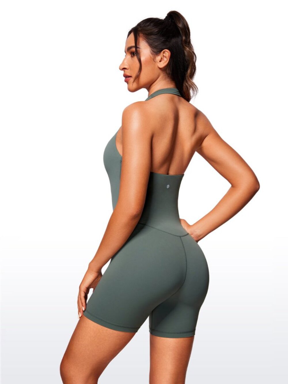 Butterluxe Halter Backless Athletic Rompers 6'' - Picture 2 of 4
